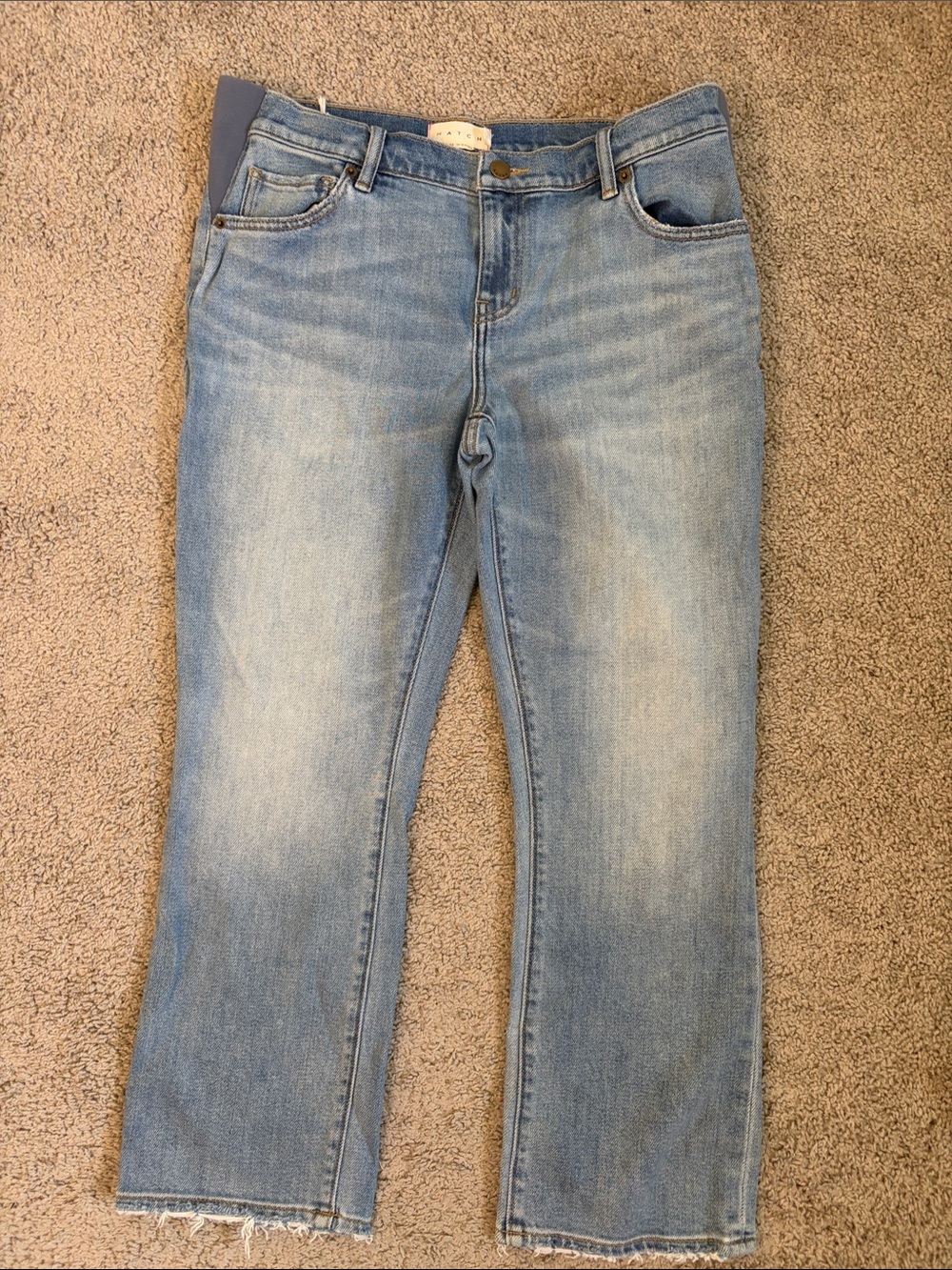 Hatch Crop Maternity Jeans Under Belly Light Wash 29 Distressed Cropped Denim